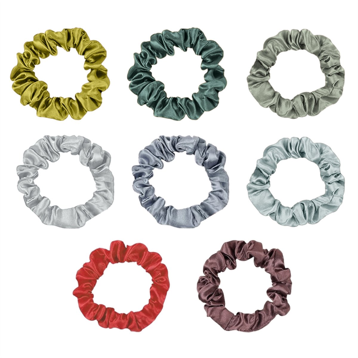 QTTVBTNA - 8-delige Satijnen Haar Elastiek - Haarelastiekjes - Elastische Paardenstaart Scrunchies - voor Diverse Hairstyles - Elegante Multicolor Haaraccessoires