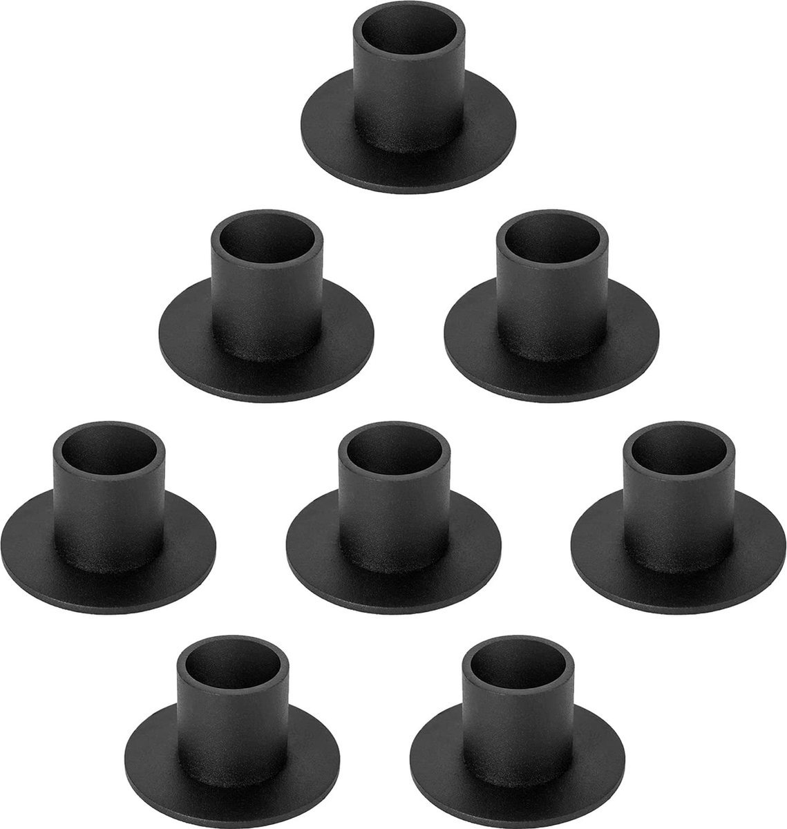 Stunq® Set van 8 Elegante Zwarte Metalen Kaarsenhouders voor Diverse Gelegenheden en Decoraties