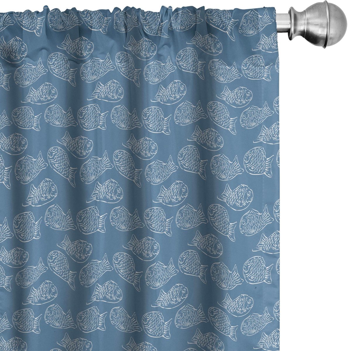 ABAKUHAUS Marine – 2x75x175 cm – Voorhangpaneel – Microvezel, Halfdonker, Digiprint Blauw
