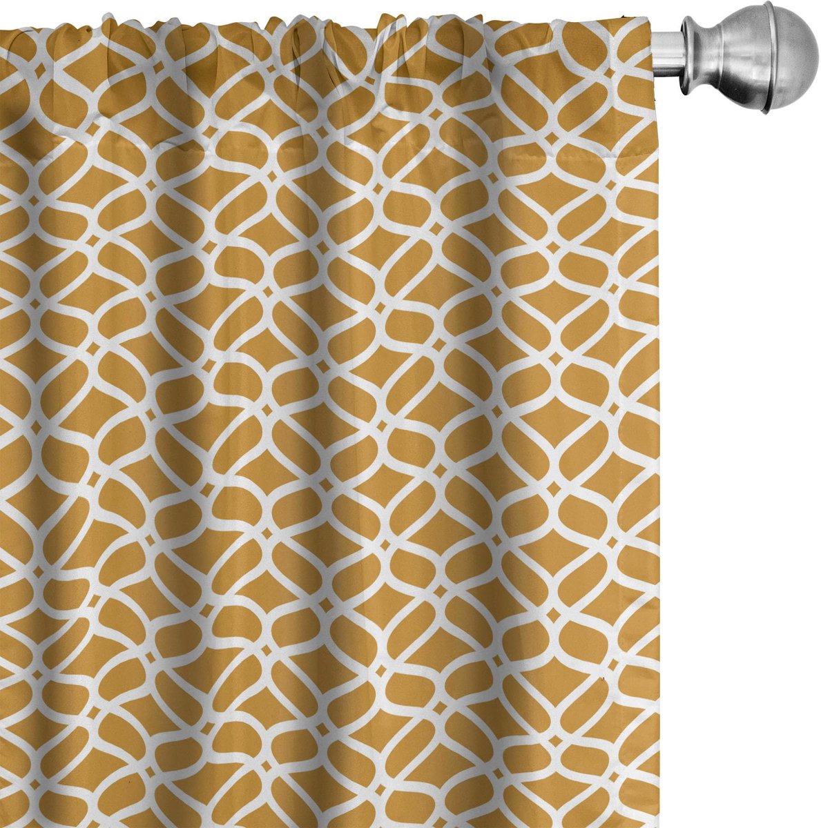 ABAKUHAUS Gordijnen – 2-delige set microvezel, halfdonker, 75x245 cm Dunkelgelb Wit