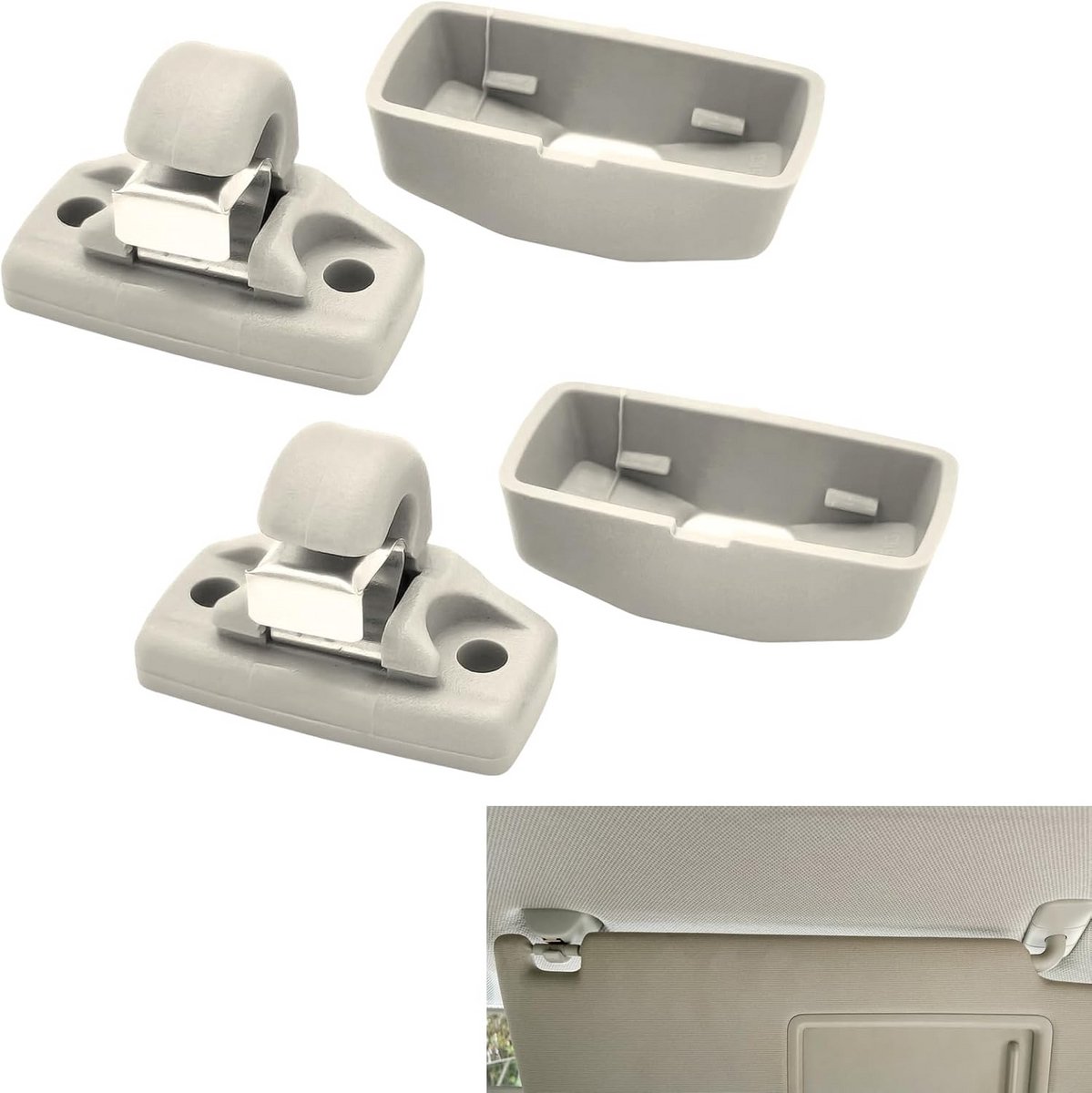 2x Universele Zonneklep Houder Clips Grijs voor Auto en Busje