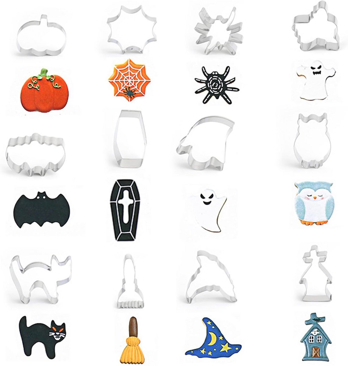 11 Halloween Uitsteekvormpjes Roestvrij Staal Pompoen Vleermuis Skelet