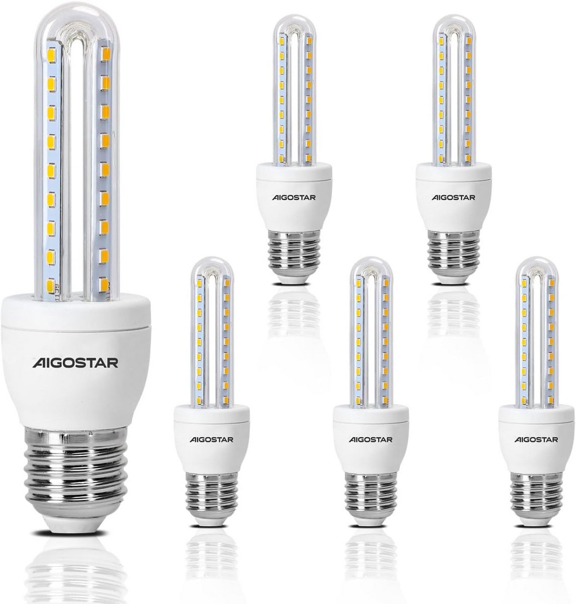 5x LED Lampen E27 8W Warm Wit 3000K Lichtopbrengst 730 Lumen Niet Dimbaar 2U T3
