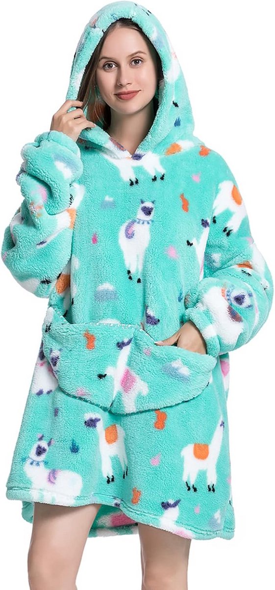 Comfortabele Omslagdoek Hoodie voor Volwassenen - Oversized, Zachte Flanellen Draagbare Deken