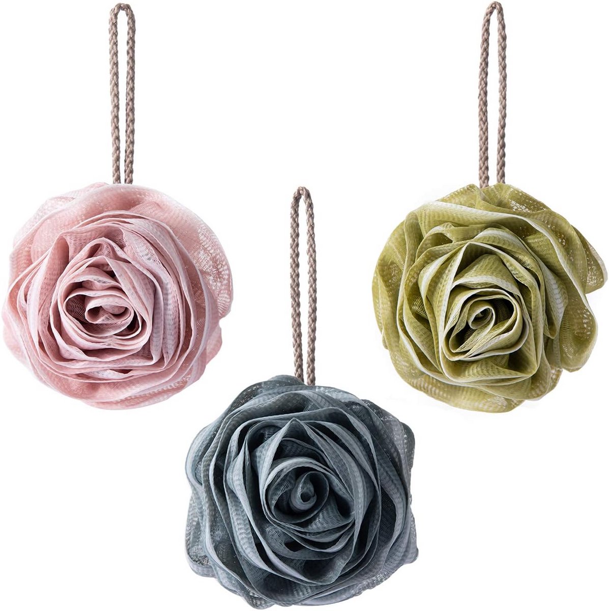 3-Pack Douche Spons Set - Zachte Exfoliërende Bad Loofah voor Lichaamsreiniging