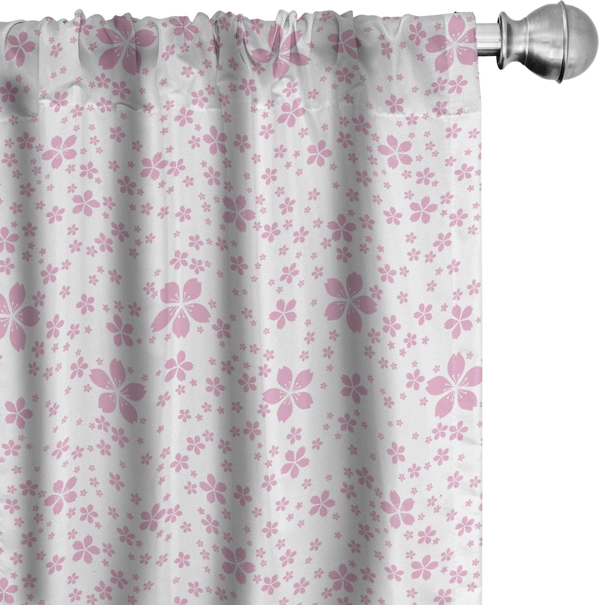 ABAKUHAUS kersenbloesem voorhangen – 2×75x175 cm – mikrofaser Pale Pink Weiß