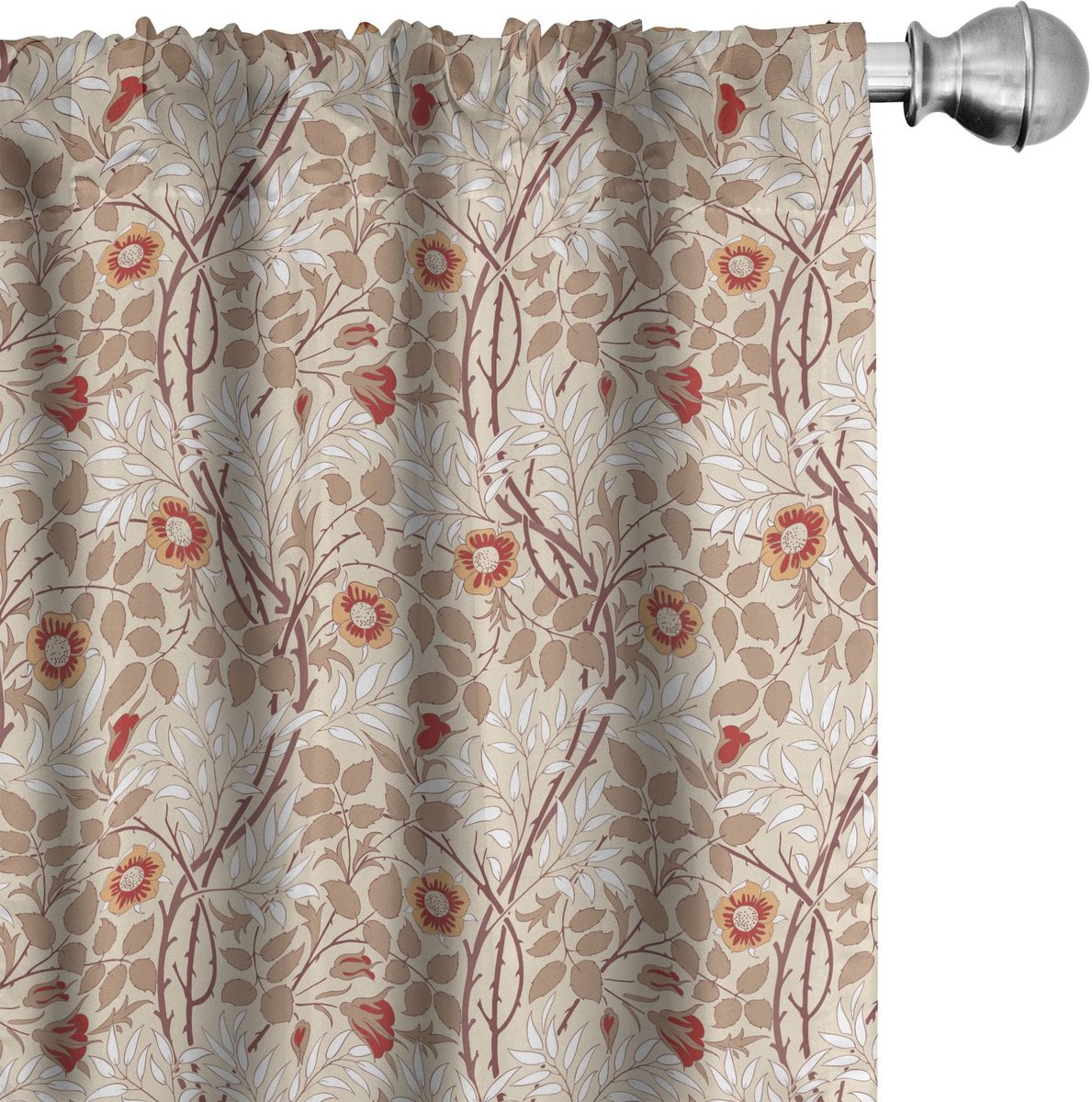 ABAKUHAUS Bloemen gordijnen – 2-delige set 75x175 cm – microvezel Warm Taupe Paprika