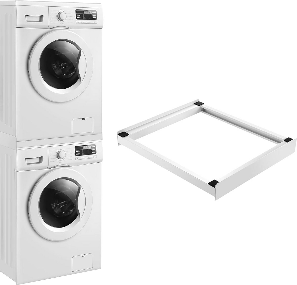 Universele Stapelkit voor Wasmachine en Droger met Spanband en Antislipmatten