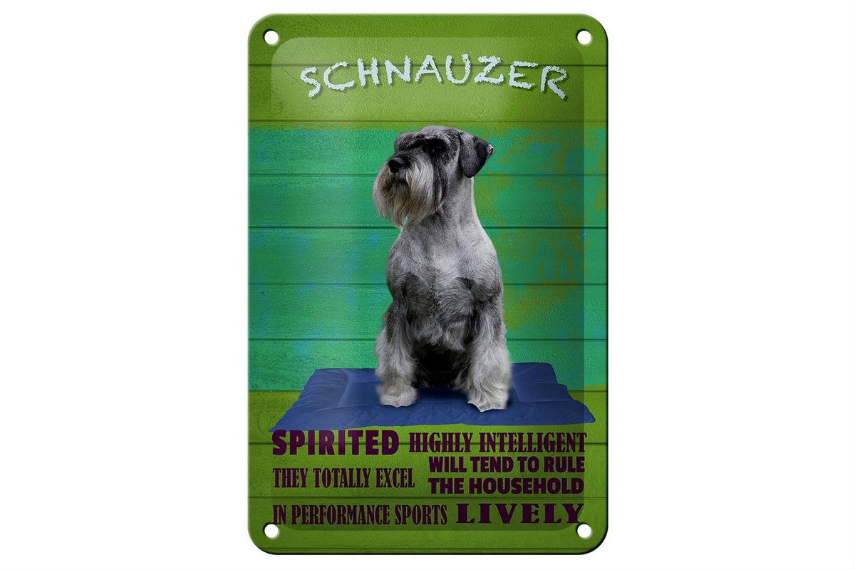 Blechschild Spruch 12x18cm Schnauzer Hund highly inelligent