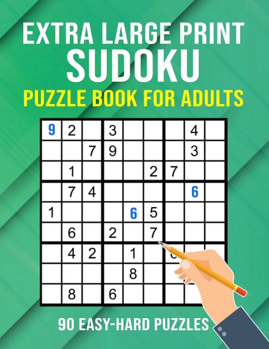 Grote Letter Sudoku Puzzelboek voor Volwassenen en Senioren - 90 Puzzels van Makkelijk tot Moeilijk
