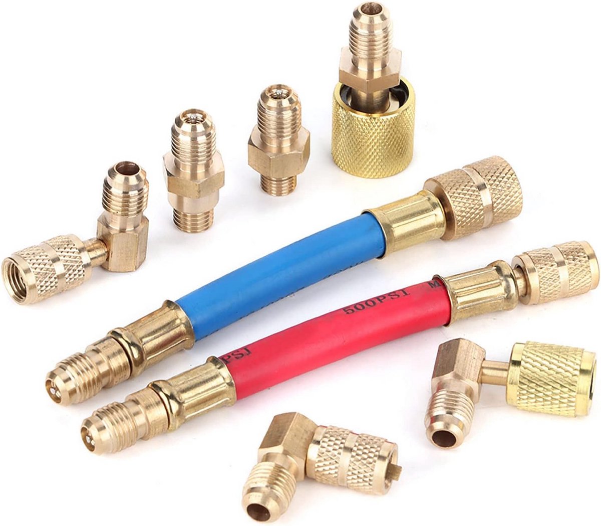 8-Delige Adapter Set voor Airconditioner Service: R134a & R12 Koelmiddel Koppelingen