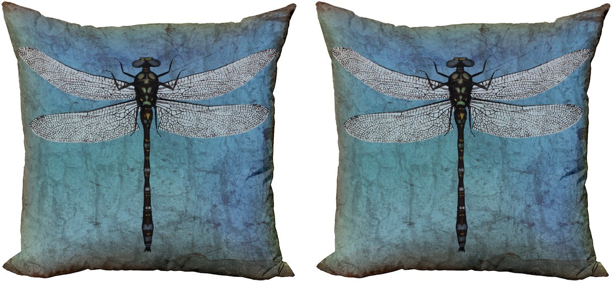 ABAKUHAUS Grunge decoratiekussen – Kussenhoes 2-delige set – Turquoise/donkerblauw, 40×40 cm Turquoise Dark Blue