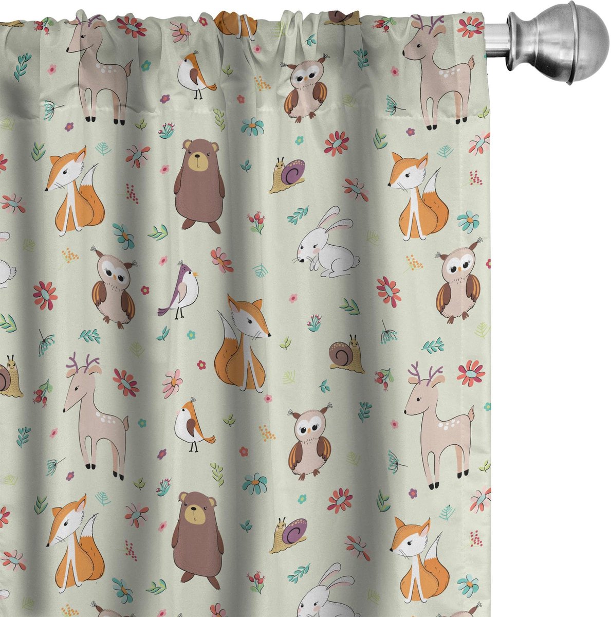 ABAKUHAUS Dieren Gordijnen – 2x75x225 cm – Meerkleurig – Microfiber Mehrfarbig