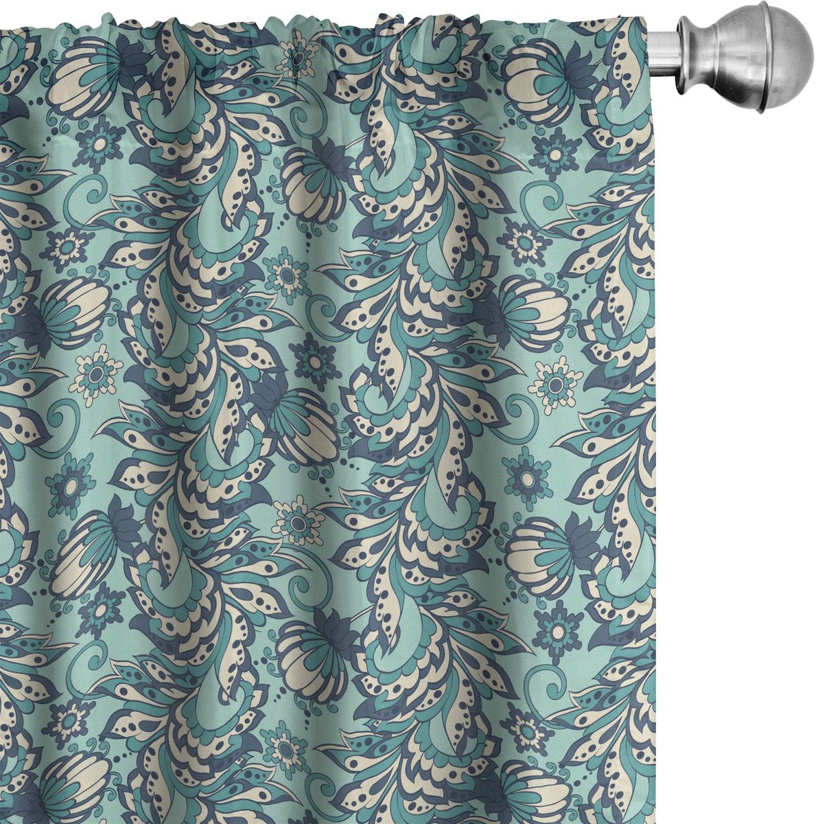 ABAKUHAUS Bloemen gordijnen – Oosterse Bloemen – 2x75x175 cm – Lichtblauw Hellblauw