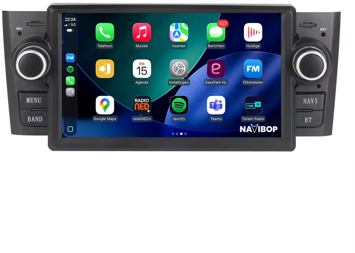 Geschikt voor Fiat Punto | 7" Android 14.0 Autoradio | Apple CarPlay & Android Auto | 2GB RAM & 32GB opslag | Draadloze verbinding | HD Scherm | FM, AM, DAB+ Radio | Bluetooth handsfree bellen | 2007, 2008, 2009, 2010
