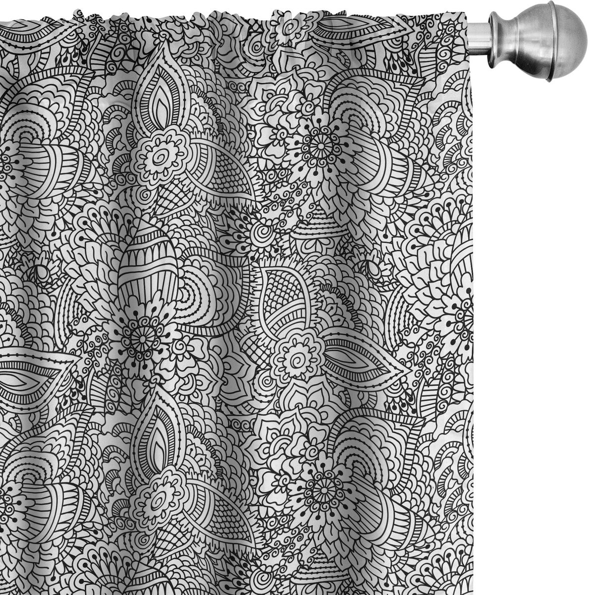 ABAKUHAUS Gordijnen 2-delige set 75x225 cm – microvezel, halfdonker, wit/zwart
