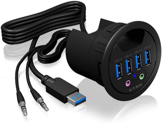 Inbouw USB Hub voor Bureau met 4x USB 3.0 Poorten en Audioaansluitingen ...