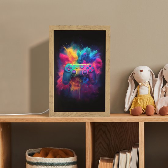 Nachtlampje 20x30 cm - Kinder lamp - Controller - Neon - Explosie - Kleurrijk - Tafellamp kinderkamer - Slaapkamer lamp - Bedlamp kinderen - Kinderlampje stopcontact - Wandlamp babykamer - Nachtlampjes van Merkloos — afbeelding 3