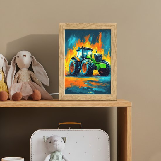 Nachtlampje 15x20 cm - Kinder lamp - Abstract - Tractor - Groen - Tafellamp kinderkamer - Slaapkamer lamp - Bedlamp kinderen - Kinderlampje stopcontact - Wandlamp babykamer - Nachtlampjes van Merkloos — afbeelding 3