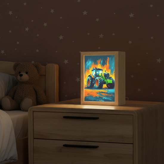 Nachtlampje 15x20 cm - Kinder lamp - Abstract - Tractor - Groen - Tafellamp kinderkamer - Slaapkamer lamp - Bedlamp kinderen - Kinderlampje stopcontact - Wandlamp babykamer - Nachtlampjes van Merkloos — afbeelding 2