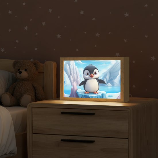Nachtlampje 30x20 cm - Kinder lamp - Pinguïn - Meisjes - Pooldieren - Kinderen - Tafellamp kinderkamer - Slaapkamer lamp - Bedlamp kinderen - Kinderlampje stopcontact - Wandlamp babykamer - Nachtlampjes van Merkloos — afbeelding 2