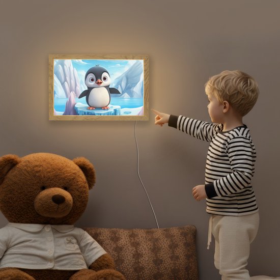 Nachtlampje 30x20 cm - Kinder lamp - Pinguïn - Meisjes - Pooldieren - Kinderen - Tafellamp kinderkamer - Slaapkamer lamp - Bedlamp kinderen - Kinderlampje stopcontact - Wandlamp babykamer - Nachtlampjes van Merkloos — afbeelding 5