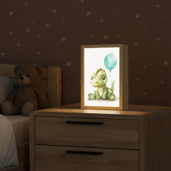 Nachtlampje 20x30 cm - Kinder lamp - Draak - Baby dier - Blauwe ballon - Tafellamp kinderkamer - Slaapkamer lamp - Bedlamp kinderen - Kinderlampje stopcontact - Wandlamp babykamer - Nachtlampjes van Merkloos — afbeelding 2