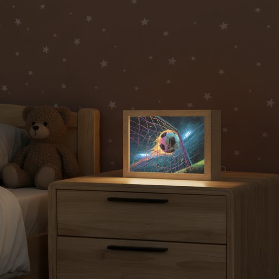 Nachtlampje 20x15 cm - Kinder lamp - Goal - Voetbal - Vuur - Stadion - Tafellamp kinderkamer - Slaapkamer lamp - Bedlamp kinderen - Kinderlampje stopcontact - Wandlamp babykamer - Nachtlampjes van Merkloos — afbeelding 2