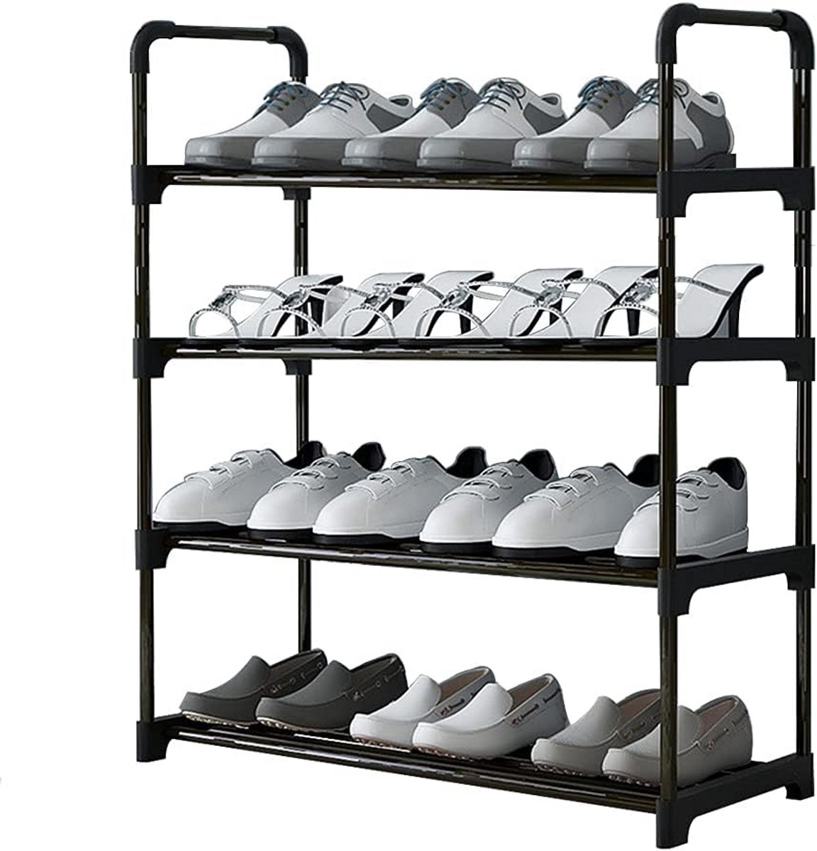 Stapelbaar schoenenrek met 4 lagen voor 12 paar schoenen