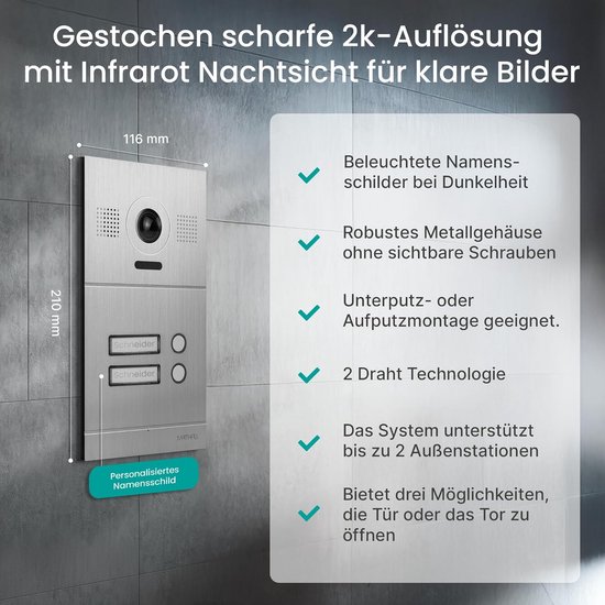 IP Videofoon met Deuropener, Full HD Camera en Smartphone App van Merkloos — afbeelding 2