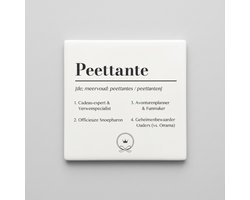 Grappige Definitie Keramische Tegel “Peettante” – Betekenisvol Cadeau voor de Peettante, Elegante Minimalistische Woondecoratie Tegel 15 x 15 cm