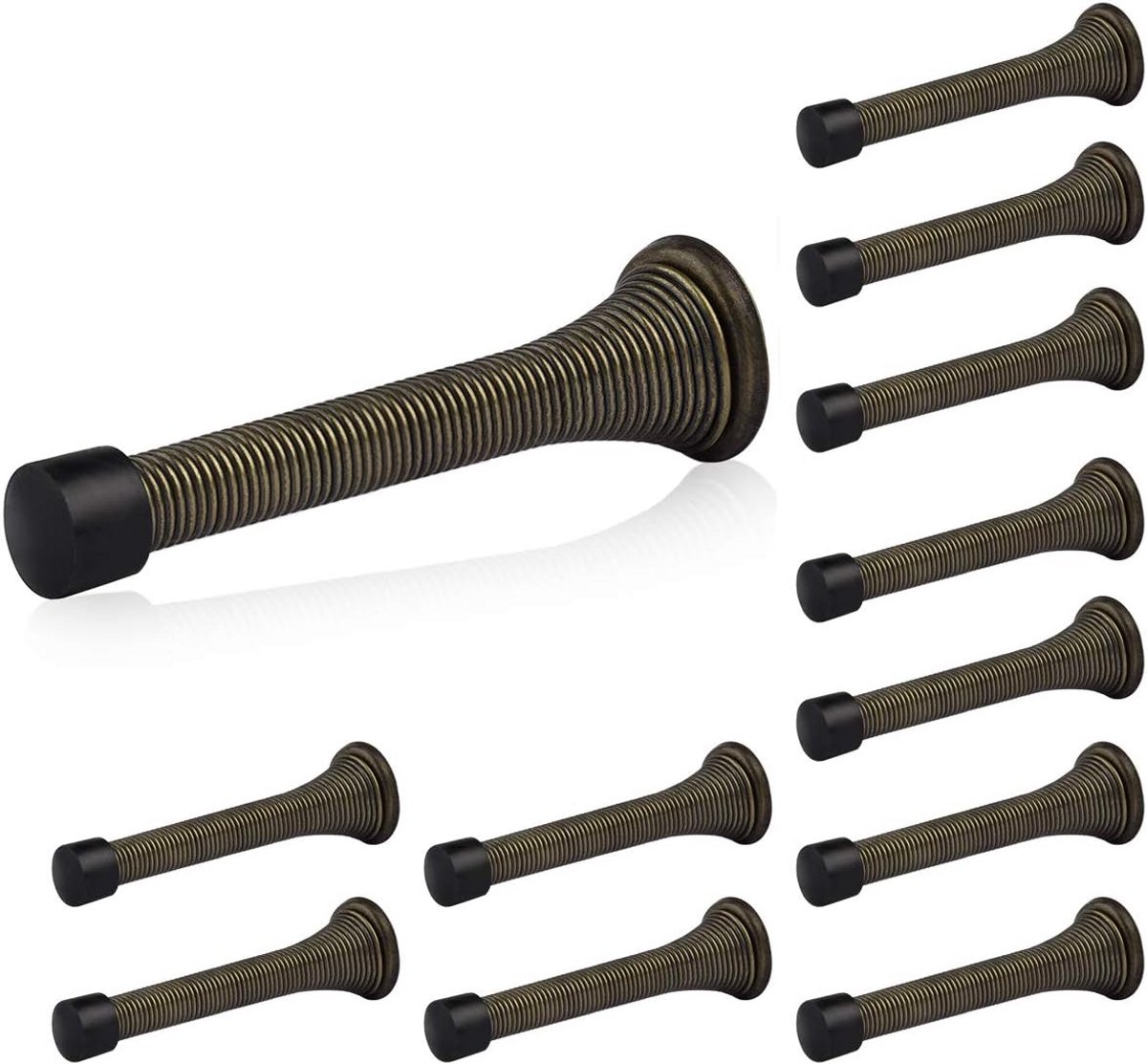 Veerdeurstopper Set - Deurbumper - Muren Beschermen - Rubberen Bumper - 12 Stuks - Antiek Messing