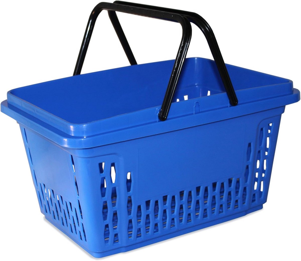 Set van 5 blauwe kunststof winkelmandjes 40 liter met twee hengsels