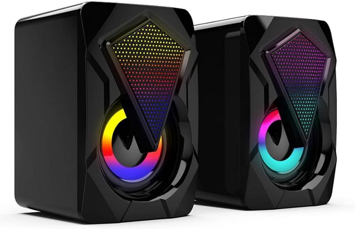 USB PC Luidsprekers Stereo 2.0 met LED Licht en Volumeregeling voor Laptop en Desktop