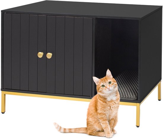 Kattenkast - 80x55x50 cm - zwart-goud