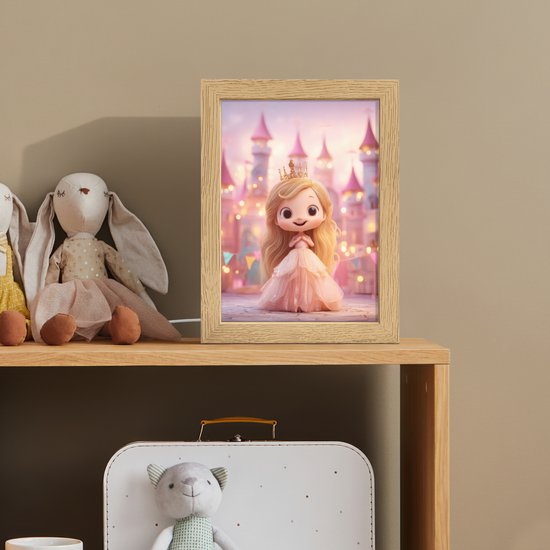 Nachtlampje 15x20 cm - Kinder lamp - Prinses - Roze - Kasteel - Tafellamp kinderkamer - Slaapkamer lamp - Bedlamp kinderen - Kinderlampje stopcontact - Wandlamp babykamer - Nachtlampjes van Merkloos — afbeelding 3