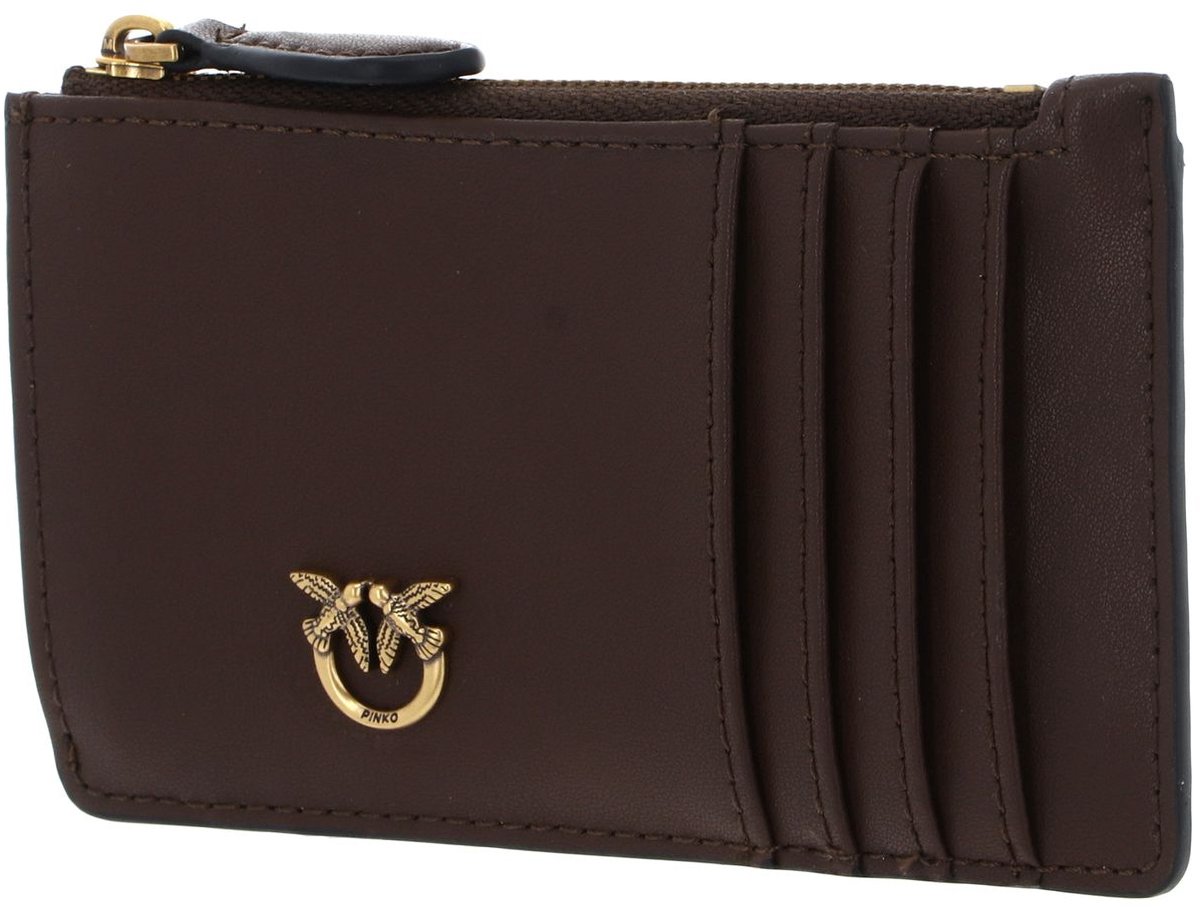 PINKO Leren kaarthouder Airone Cardholder Marrone Castano - Antique Gold bruine