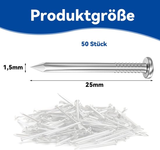 Kopp spijkerclip vlak spijker 25mm wit 50st