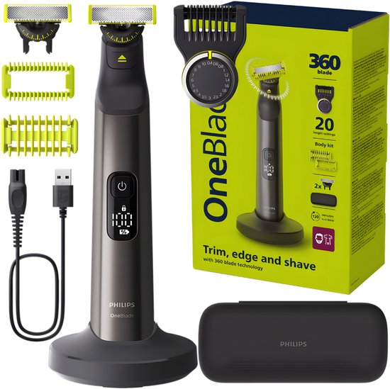 Philips OneBlade Pro 360 QP6652/61 – baard- en lichaamstrimmer – 20 lengtestanden – 120 minuten gebruiksduur – nat & droog