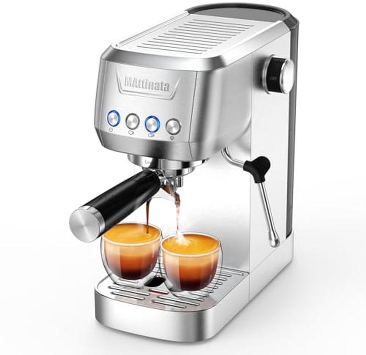Espressomachine 20 bar met melkopschuimer en stoomstaf - compacte cappuccinomachine voor perfectie