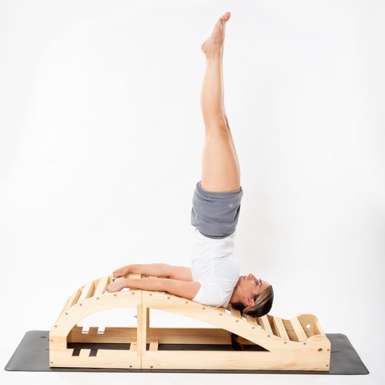 Yoga Bank Viparit Dandasan - Houten Achteroverbuiger - Iyengar Yoga Hulpmiddel - Voor Ondersteuning Rug - Voor Achteroverbuigingen - Voor Vooroverbuigingen - Massief Pijnhout - Robuust - Gemakkelijk te Monteren - Voor Alle Leeftijden — afbeelding 5