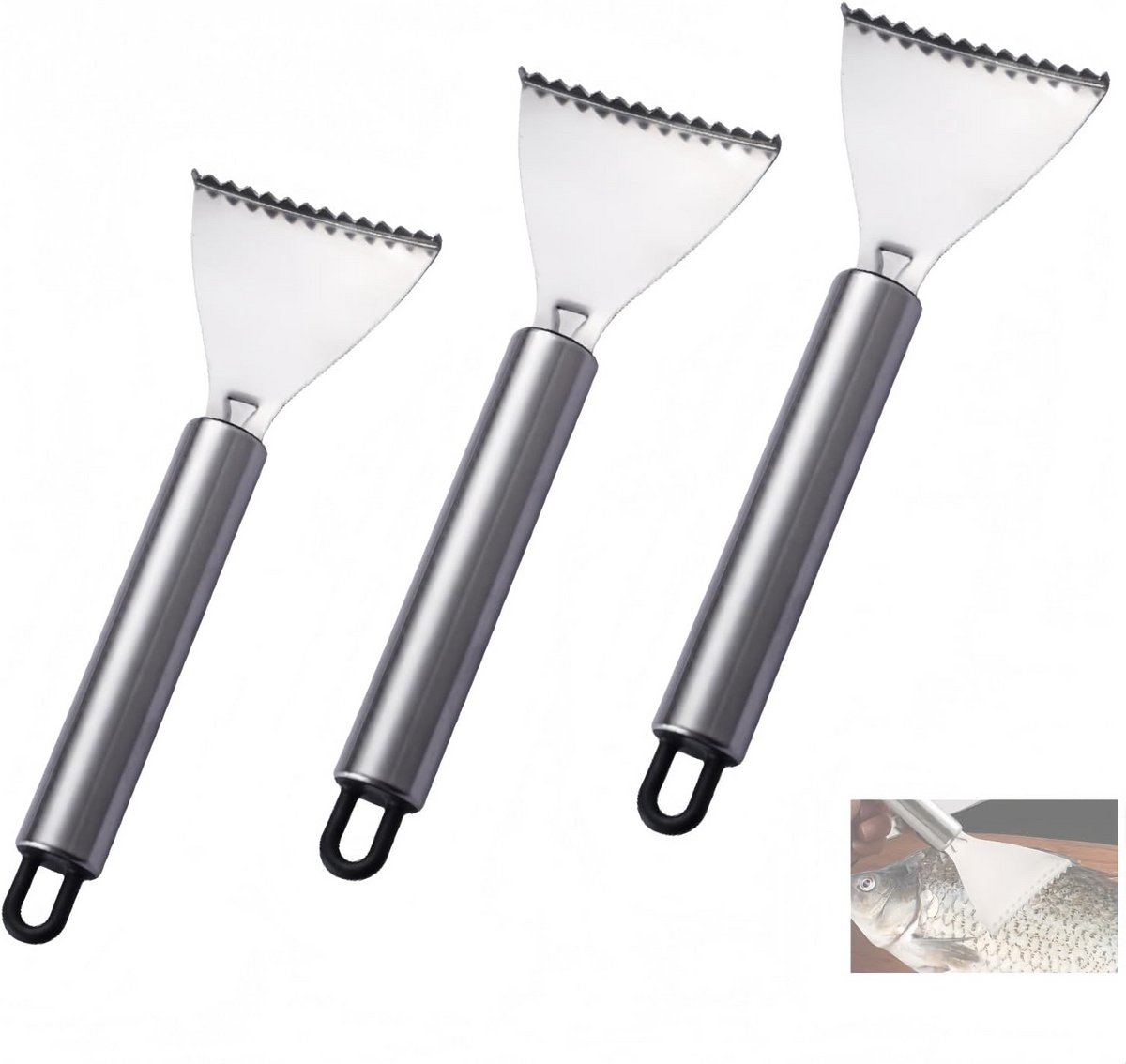 3 stuks vis schaal remover set - roestvrijstaal schaalverwijderaar voor vis schoonmaken - keukengereedschap voor visbereiding