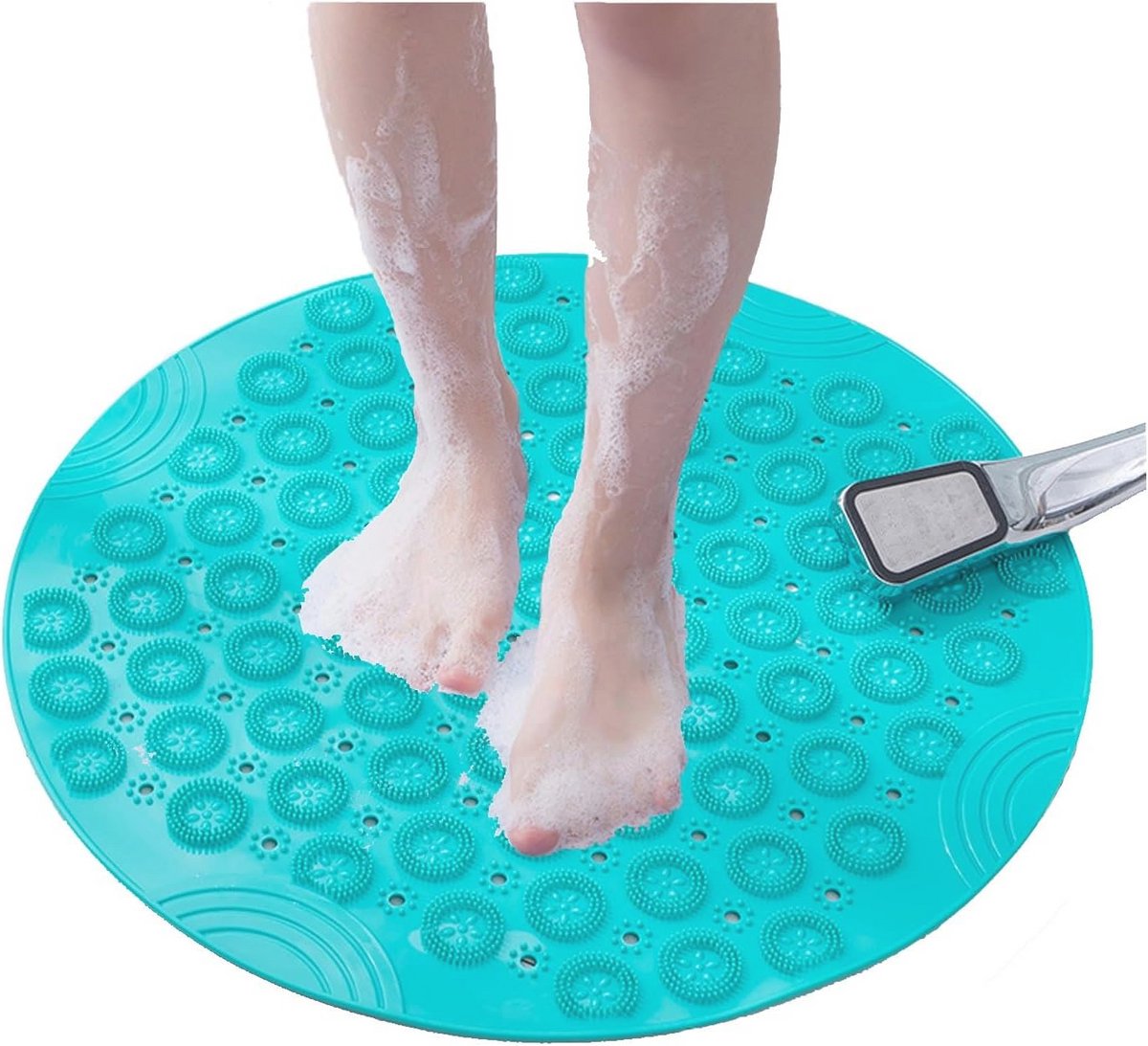 Antislip Douchemat met Afvoergat en Massagebel - Ronde Badmat 30 x 30 cm - Veilig en Comfortabel