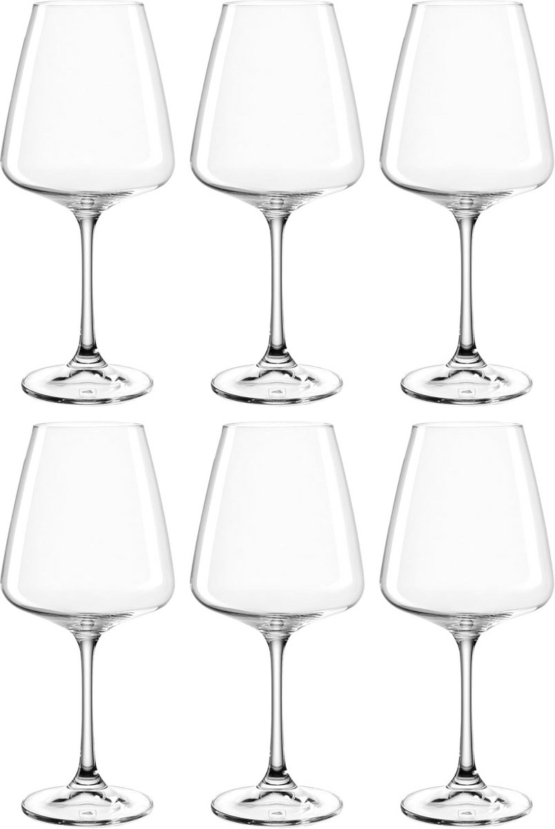 Set van 6 Elegante Wittewijnglazen met Getrokken Steel, Vaatwasmachinebestendig