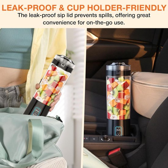 Blender - Draagbare Blender - Personal Blender - Mini Blender Smoothie Makercompact - Grote Inhoud Van 700 Ml - Bpa-Vrij - Lekvrij Deksel En Drinktuit - Oplaadbaar Via Usb-C - Ipx8 Waterdicht - Voor Smoothies, Shakes, Voedselbereiding van Merkloos — afbeelding 2