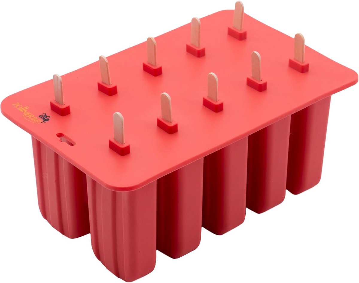 Silicone ijsvorm met houten stokjes - BPA-vrij, vaatwasmachinebestendig, 10 vakjes