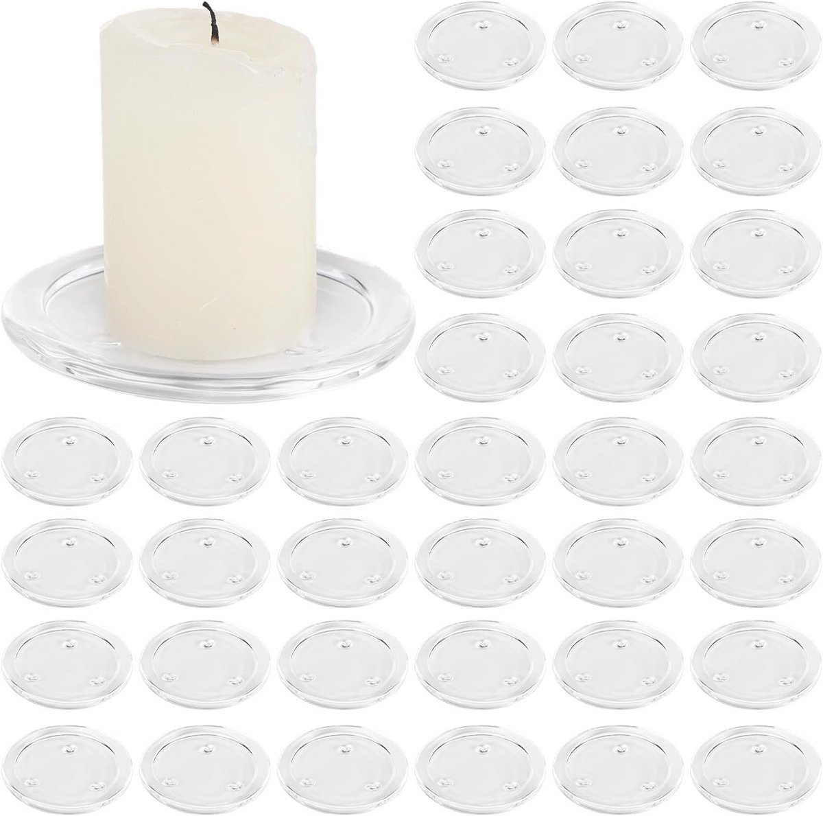 36 stuks glazen kaarsenhouders - 10 cm ronde kaarsenplaten voor tafeldecoratie, feesten, bruiloft en spa