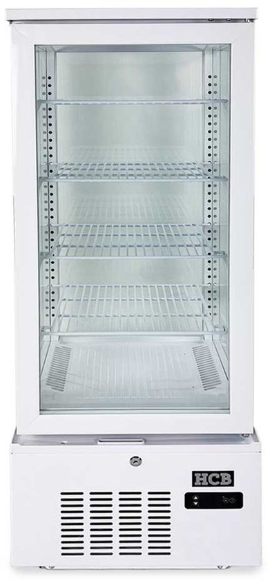 HCB® - Professionele Horeca Gebaksvitrine - 92 liter - wit - 230V - Koelvitrine - 39.8x43.4x115.4 cm (DxBxH) - 48 kg - 8813