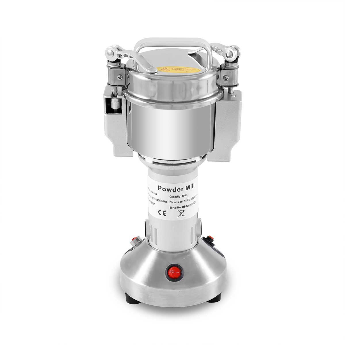 HCB® - Professionele elektrische Horeca Kruidenmolen - 100 gram - 230V - RVS / INOX - 13.8x16.5x33.5 cm (DxBxH) - 3.50 kg - 2628