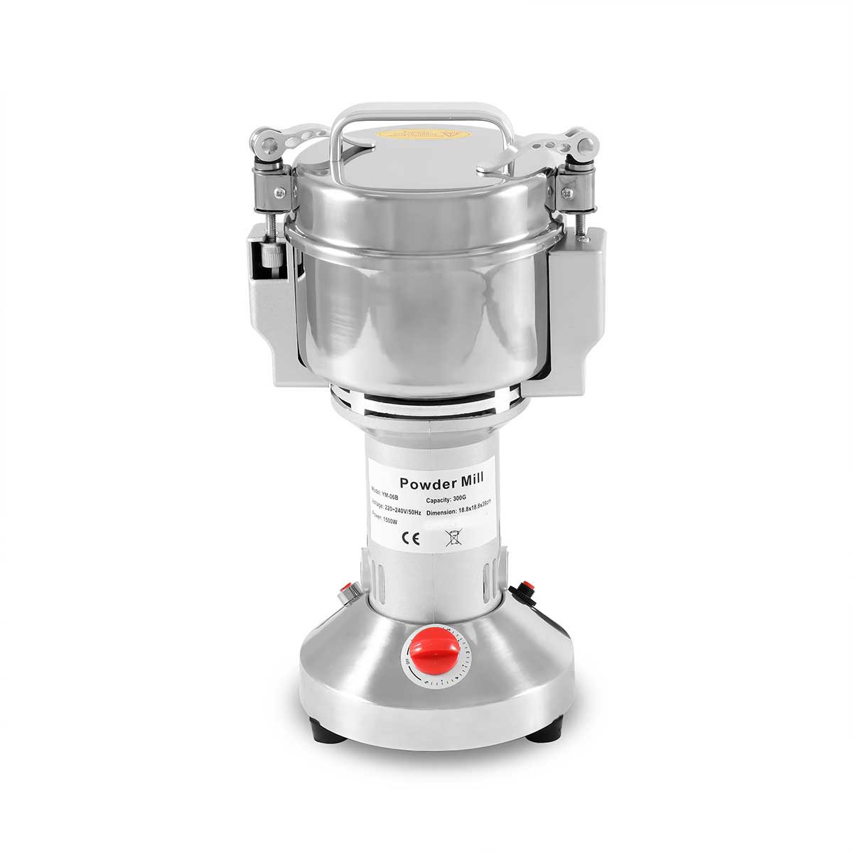 HCB® - Professionele elektrische Horeca Kruidenmolen - 300 gram - 230V - RVS / INOX - 19.2x19.6x36.1 cm (DxBxH) - 4.75 kg - 2630